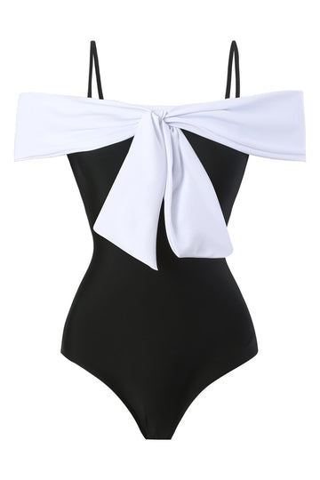 Svart One Piece Cold Shoulder Beach Badkläder
